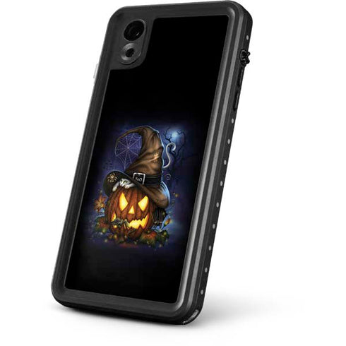 Halloween Cat and Jack O Lantern Pumpkin by Sarah Richter iPhone XR Waterproof Case
