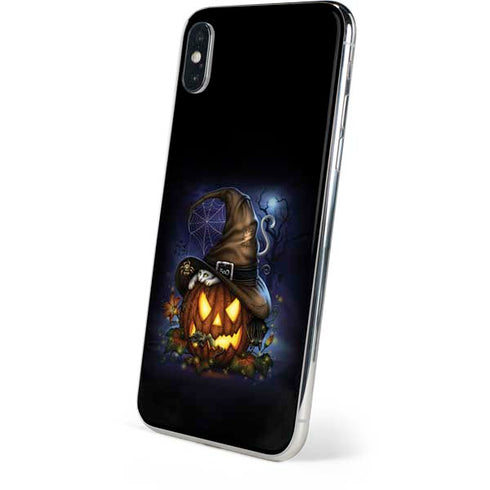 Halloween Cat and Jack O Lantern Pumpkin by Sarah Richter iPhone XS Skin