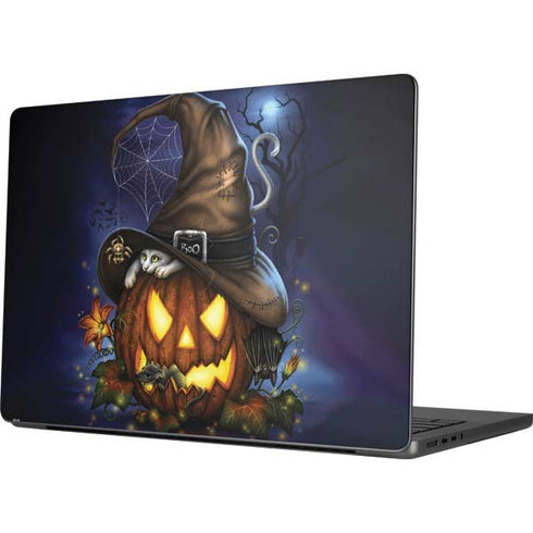Halloween Cat and Jack O Lantern Pumpkin by Sarah Richter MacBook Pro 14in (2021-24) Skin