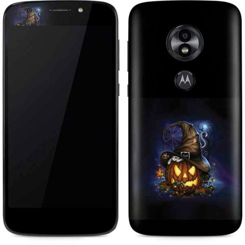 Halloween Cat and Jack O Lantern Pumpkin by Sarah Richter Moto E5 Play Skin