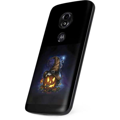 Halloween Cat and Jack O Lantern Pumpkin by Sarah Richter Moto E5 Play Skin