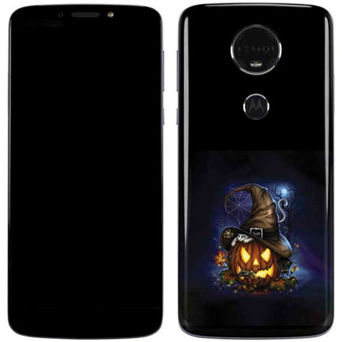 Halloween Cat and Jack O Lantern Pumpkin by Sarah Richter Moto E5 Plus Skin