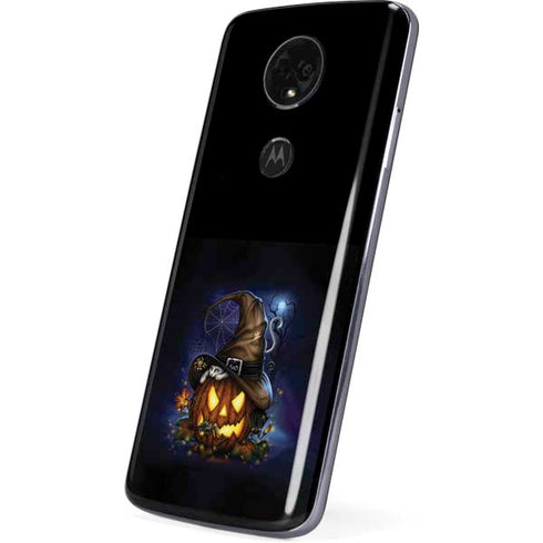 Halloween Cat and Jack O Lantern Pumpkin by Sarah Richter Moto E5 Plus Skin