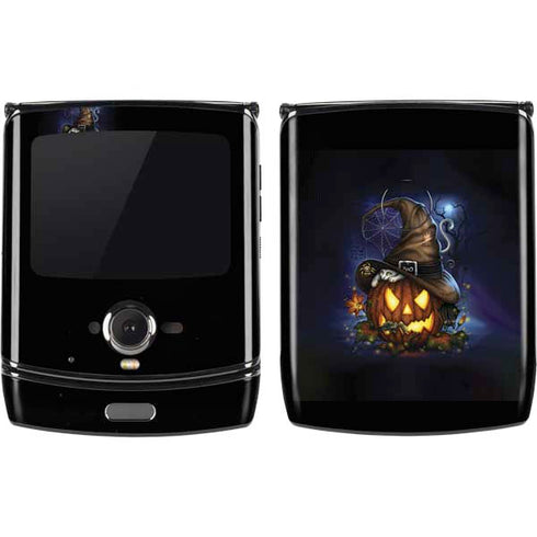 Halloween Cat and Jack O Lantern Pumpkin by Sarah Richter Motorola RAZR Skin