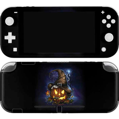 Halloween Cat and Jack O Lantern Pumpkin by Sarah Richter Nintendo Switch Lite Skin