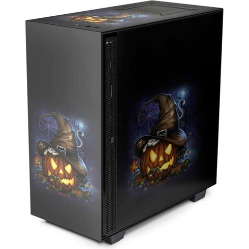Halloween Cat and Jack O Lantern Pumpkin by Sarah Richter NZXT H510 Compact ATX Mid-Tower Case Skin