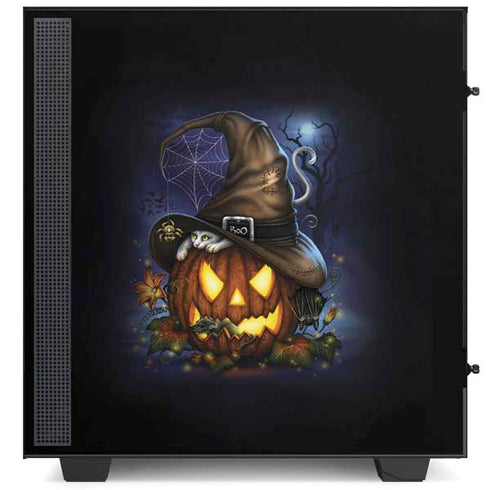 Halloween Cat and Jack O Lantern Pumpkin by Sarah Richter NZXT H510 Compact ATX Mid-Tower Case Skin