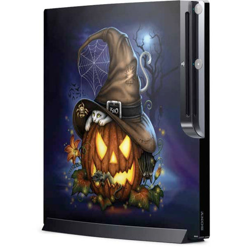 Halloween Cat and Jack O Lantern Pumpkin by Sarah Richter Playstation 3 & PS3 Slim Skin
