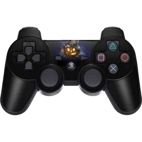 Halloween Cat and Jack O Lantern Pumpkin by Sarah Richter PS3 Dual Shock wireless controller Skin