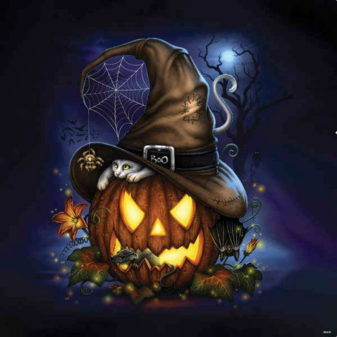 Halloween Cat and Jack O Lantern Pumpkin by Sarah Richter PS4 Console and Controller Bundle Skin