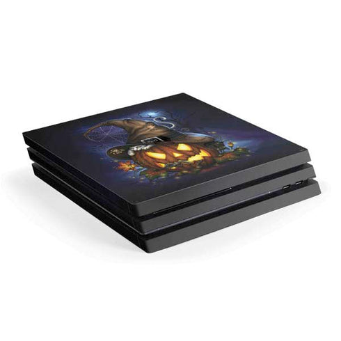 Halloween Cat and Jack O Lantern Pumpkin by Sarah Richter PS4 Pro Console Skin