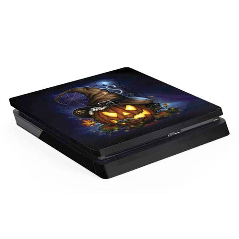 Halloween Cat and Jack O Lantern Pumpkin by Sarah Richter PS4 Slim Skin