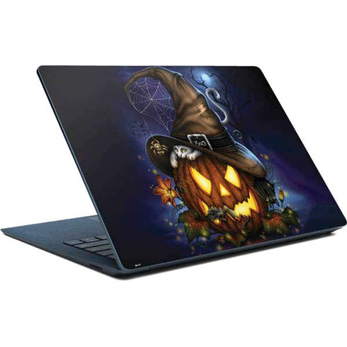 Halloween Cat and Jack O Lantern Pumpkin by Sarah Richter Surface Laptop Skin