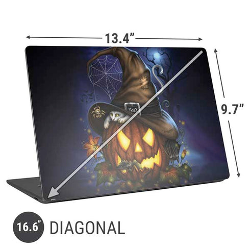 Halloween Cat and Jack O Lantern Pumpkin by Sarah Richter Universal Laptop 16.6in (13.4 x 9.7in) Skin