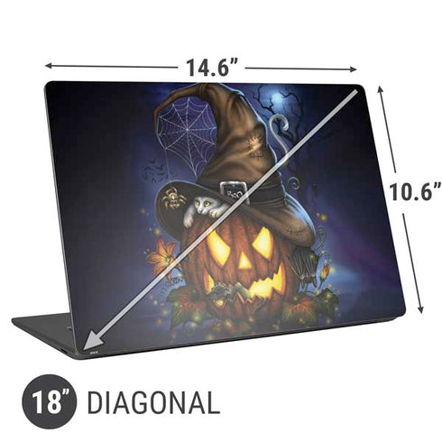 Halloween Cat and Jack O Lantern Pumpkin by Sarah Richter Universal Laptop 18in (14.6 x 10.6in) Skin