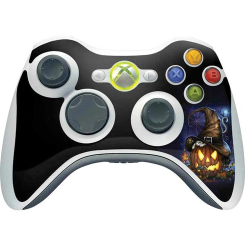 Halloween Cat and Jack O Lantern Pumpkin by Sarah Richter Xbox 360 Wireless Controller Skin