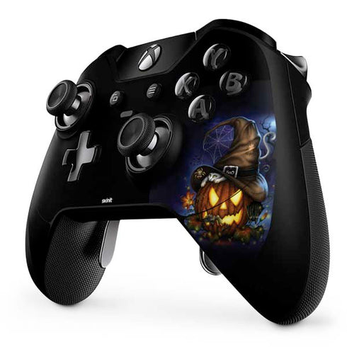 Halloween Cat and Jack O Lantern Pumpkin by Sarah Richter Xbox One Elite Controller Skin