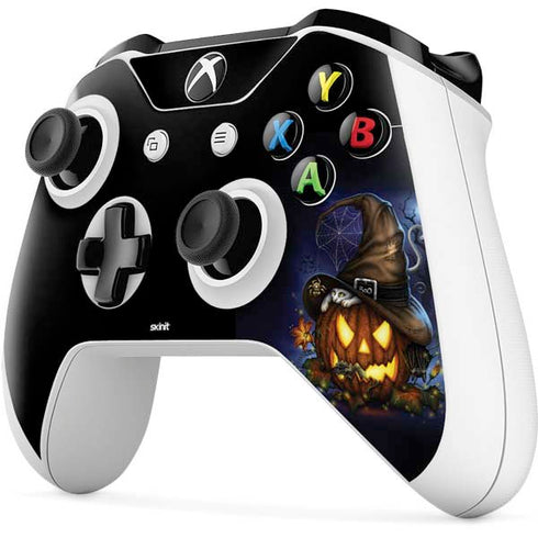 Halloween Cat and Jack O Lantern Pumpkin by Sarah Richter Xbox One S All-Digital Edition Bundle Skin