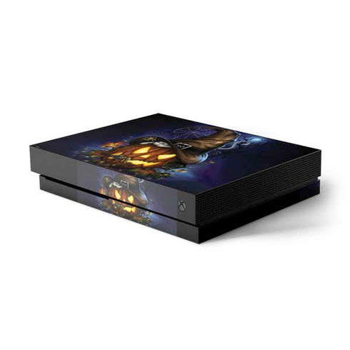 Halloween Cat and Jack O Lantern Pumpkin by Sarah Richter Xbox One X Console Skin