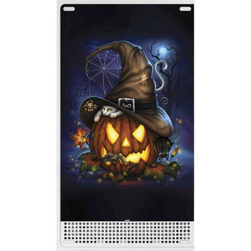 Halloween Cat and Jack O Lantern Pumpkin by Sarah Richter Xbox Series S Console Skin