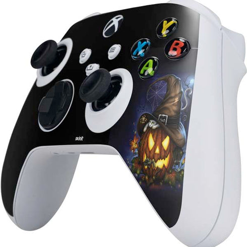 Halloween Cat and Jack O Lantern Pumpkin by Sarah Richter Xbox Series S Controller Skin