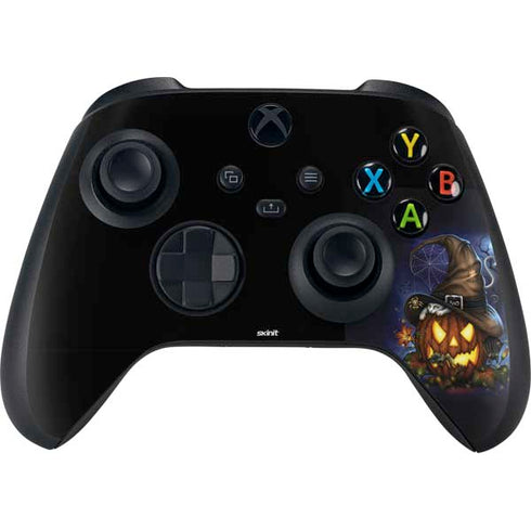 Halloween Cat and Jack O Lantern Pumpkin by Sarah Richter Xbox Series X Controller Skin