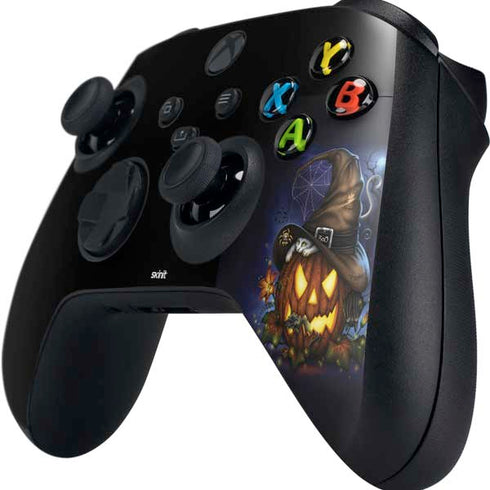 Halloween Cat and Jack O Lantern Pumpkin by Sarah Richter Xbox Series X Controller Skin