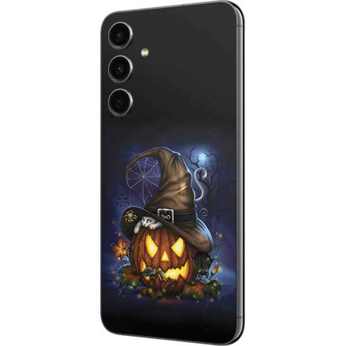 Halloween Cat and Jack O Lantern Pumpkin by Sarah Richter Galaxy S23 FE Skin
