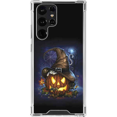 Halloween Cat and Jack O Lantern Pumpkin by Sarah Richter Galaxy S24 Ultra Clear Case