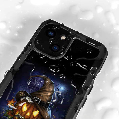 Halloween Cat and Jack O Lantern Pumpkin by Sarah Richter iPhone 15 Waterproof Case