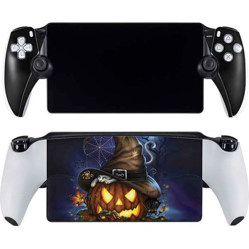 Halloween Cat and Jack O Lantern Pumpkin by Sarah Richter PlayStation Portal Remote Player Skin