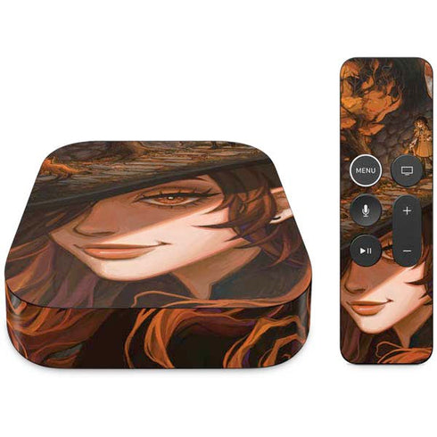 Halloween Pumpkin Witch with Fox by Ivy Dolamore Apple TV Skin