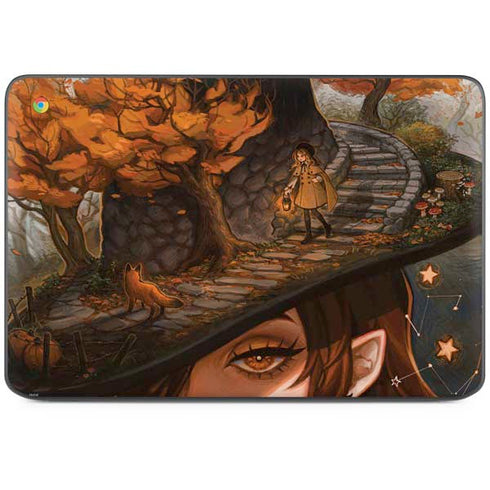 Halloween Pumpkin Witch with Fox by Ivy Dolamore HP Chromebook Skin