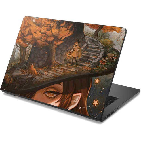 Halloween Pumpkin Witch with Fox by Ivy Dolamore Dell Chromebook Skin