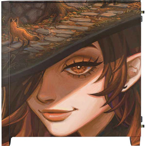 Halloween Pumpkin Witch with Fox by Ivy Dolamore Corsair 4000D Tempered Glass Mid-Tower ATX Case Skin