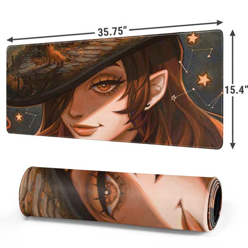 Halloween Pumpkin Witch with Fox by Ivy Dolamore Gaming Mouse Pad