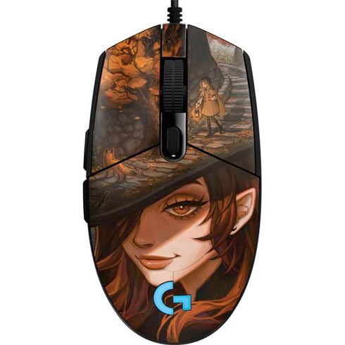 Halloween Pumpkin Witch with Fox by Ivy Dolamore G203 Prodigy RGB Wired Gaming Mouse Skin