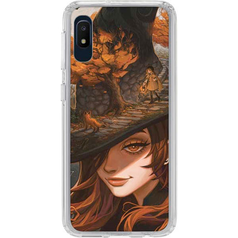 Halloween Pumpkin Witch with Fox by Ivy Dolamore Galaxy A10e Clear Case