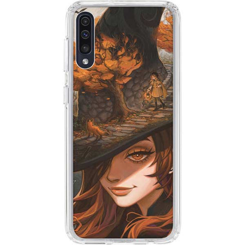 Halloween Pumpkin Witch with Fox by Ivy Dolamore Galaxy A50 Clear Case