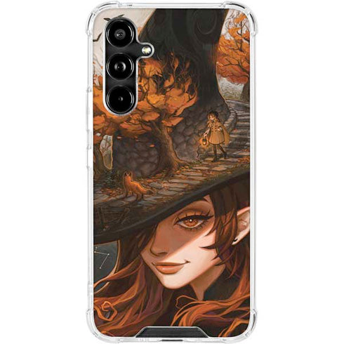 Halloween Pumpkin Witch with Fox by Ivy Dolamore Galaxy A54 5G Clear Case