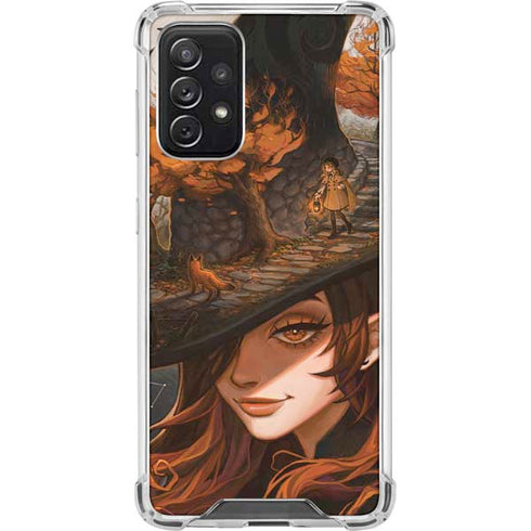 Halloween Pumpkin Witch with Fox by Ivy Dolamore Galaxy A72 5G Clear Case