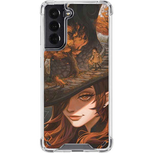 Halloween Pumpkin Witch with Fox by Ivy Dolamore Galaxy S21 5G Clear Case