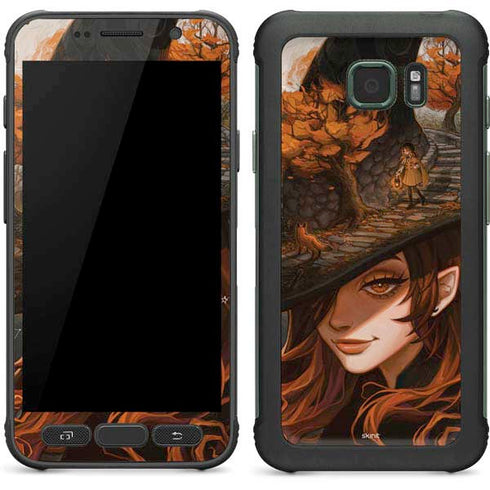 Halloween Pumpkin Witch with Fox by Ivy Dolamore Galaxy S7 Active Skin