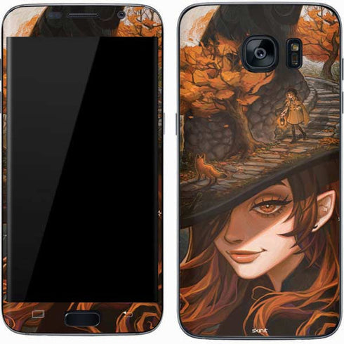 Halloween Pumpkin Witch with Fox by Ivy Dolamore Galaxy S7 Skin