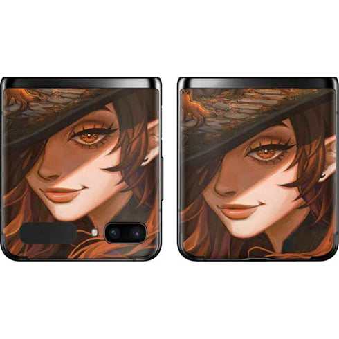 Halloween Pumpkin Witch with Fox by Ivy Dolamore Galaxy Z Flip Skin