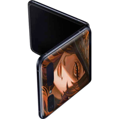 Halloween Pumpkin Witch with Fox by Ivy Dolamore Galaxy Z Flip Skin