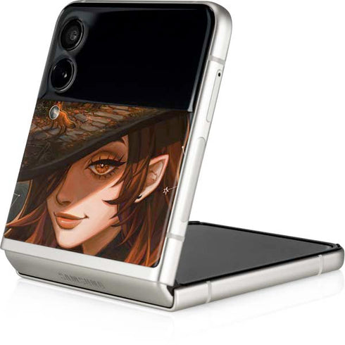 Halloween Pumpkin Witch with Fox by Ivy Dolamore Galaxy Z Flip4 5G Skin