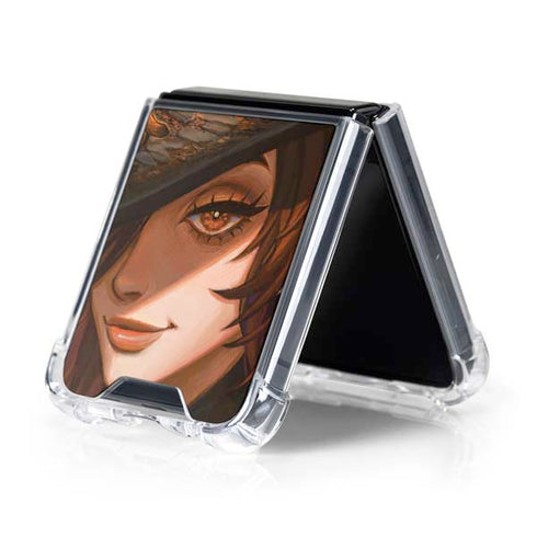 Halloween Pumpkin Witch with Fox by Ivy Dolamore Galaxy Z Flip5 5G Clear Case