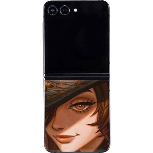 Halloween Pumpkin Witch with Fox by Ivy Dolamore Galaxy Z Flip5 5G Skin