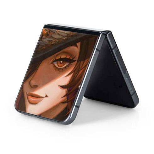 Halloween Pumpkin Witch with Fox by Ivy Dolamore Galaxy Z Flip5 5G Skin